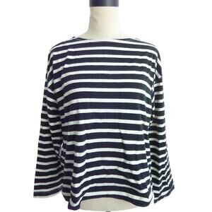 NWT Everlane The Modern Breton Tee Black White Striped Long Sleeve Shirt L
